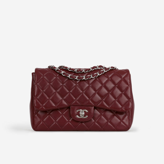 Chanel Classic Jumbo Single Flap - Burgundy Caviar | Silver Hardware