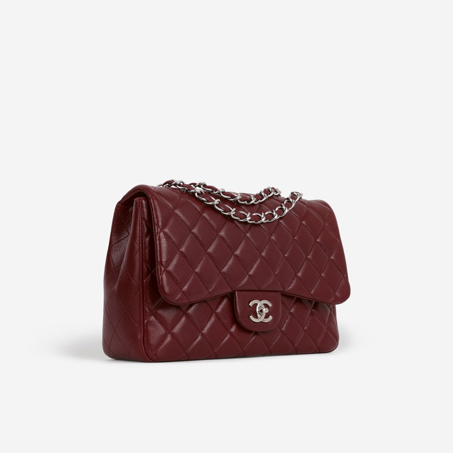 Chanel Classic Jumbo Single Flap - Burgundy Caviar | Silver Hardware