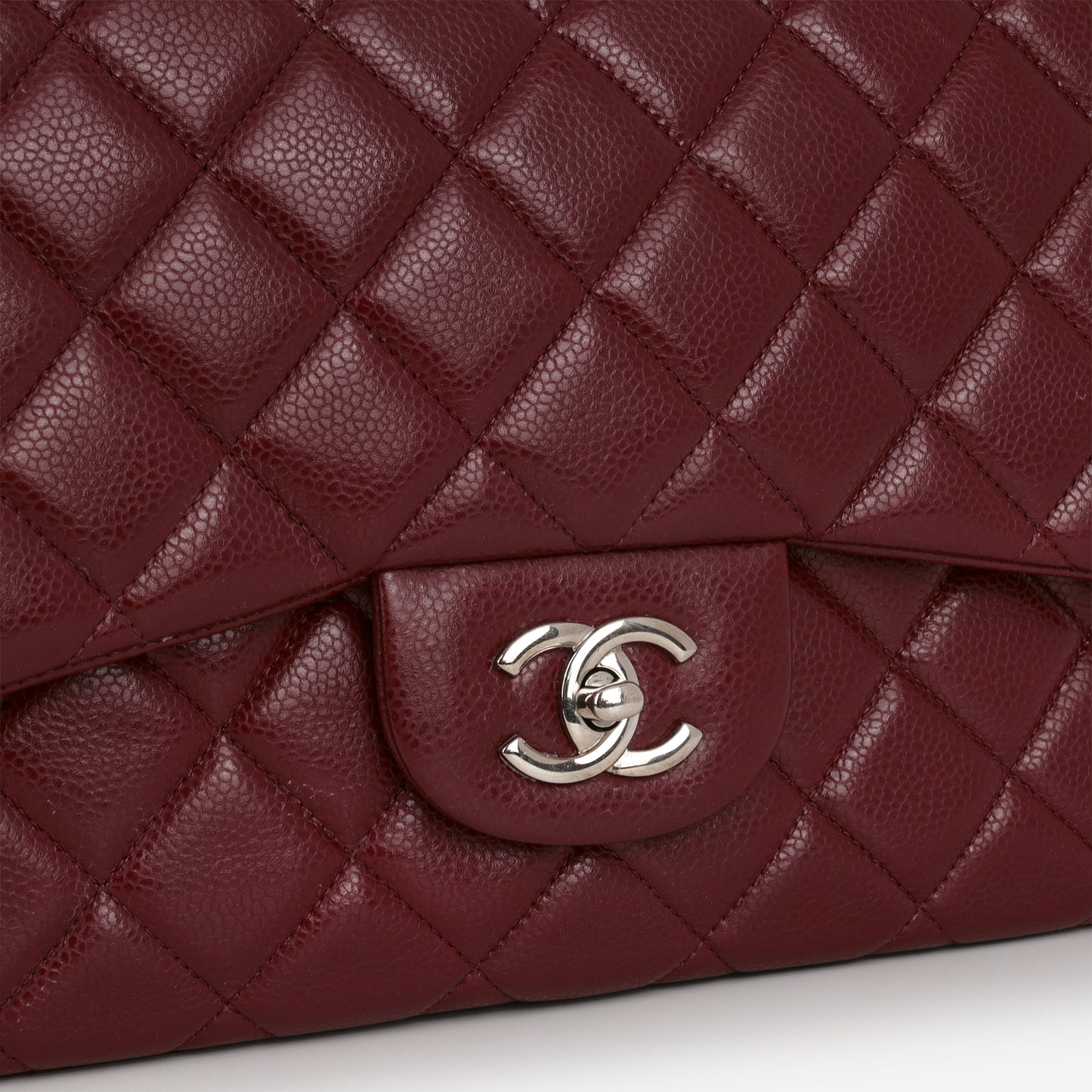 Chanel Classic Jumbo Single Flap - Burgundy Caviar | Silver Hardware