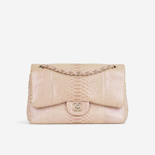 Chanel Classic Jumbo Double Flap - Iridescent Pink Pyhton | Champagne Gold Hardware