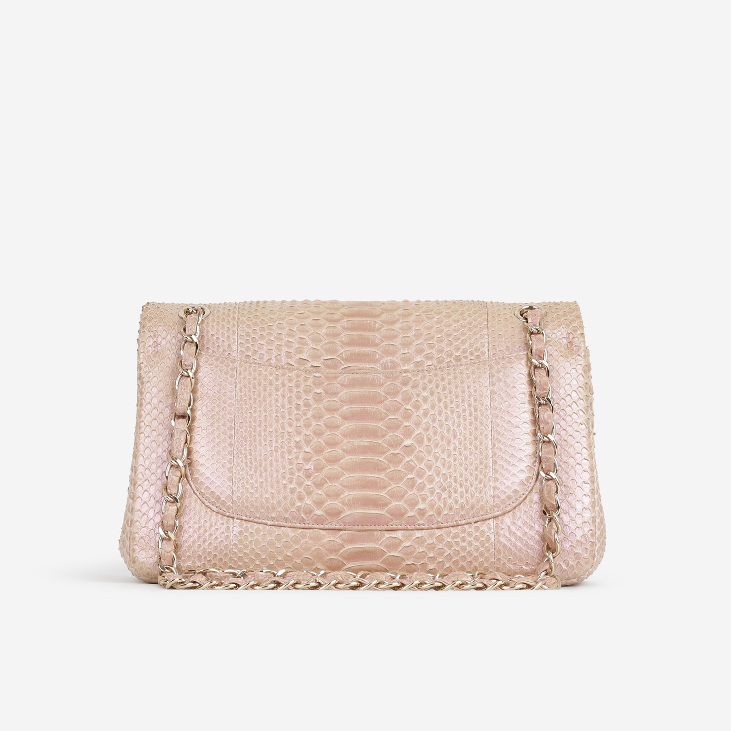 Chanel Classic Jumbo Double Flap - Iridescent Pink Pyhton | Champagne Gold Hardware