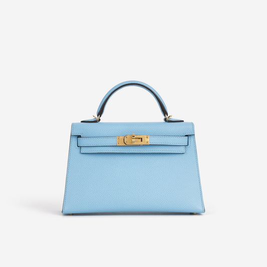 Hermès Mini Kelly 20 - Celeste Epsom | Gold Hardware