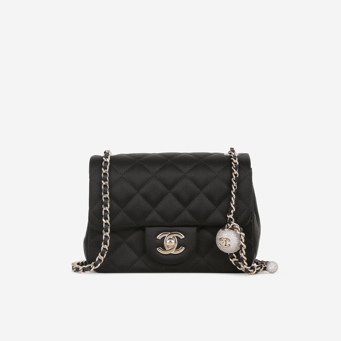 Chanel Mini Square Crystal CC Crush - Black Satin | Champagne Gold Hardware