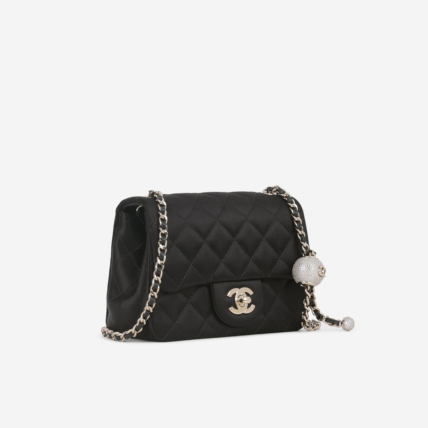 Chanel Mini Square Crystal CC Crush - Black Satin | Champagne Gold Hardware