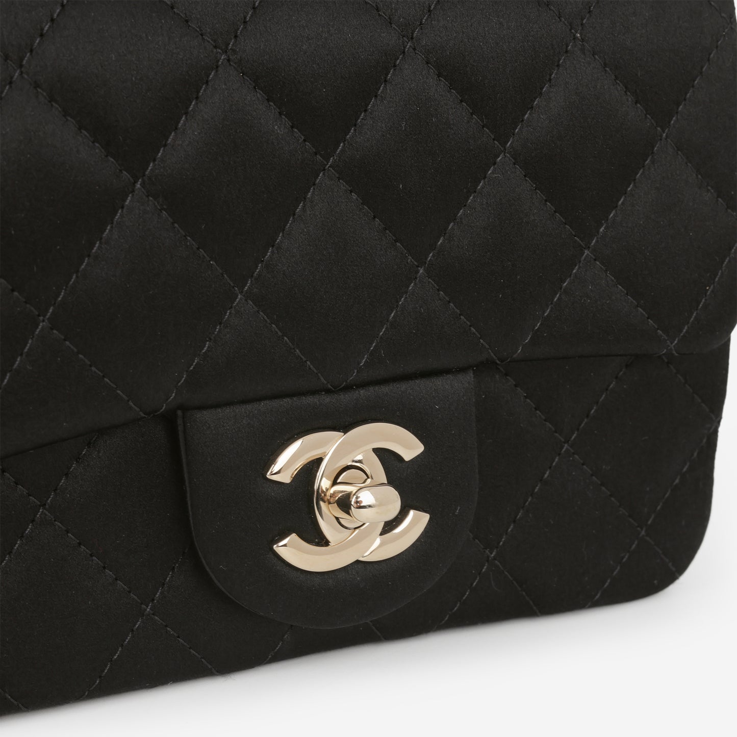 Chanel Mini Square Crystal CC Crush - Black Satin | Champagne Gold Hardware