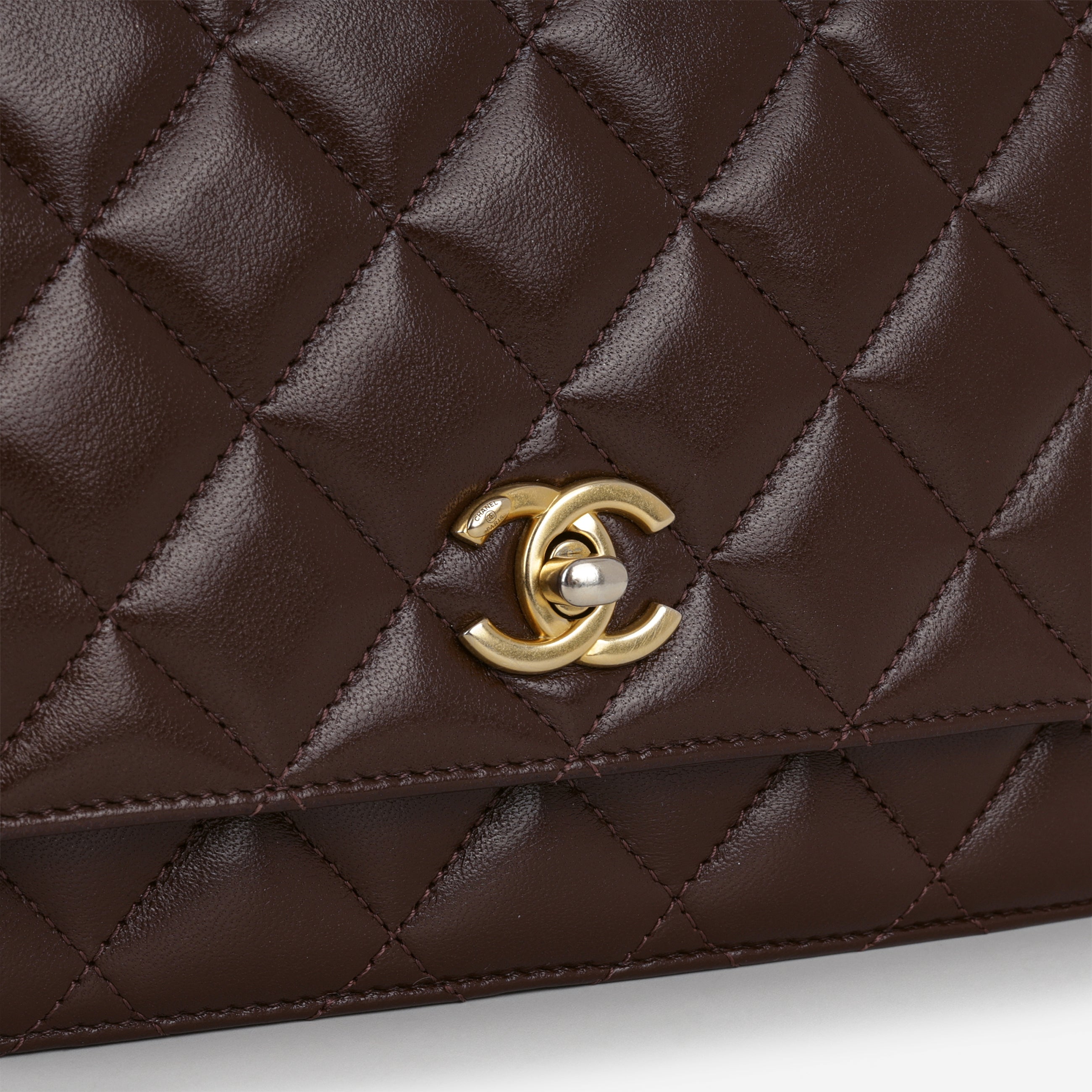 Chanel Pearl Crush Wallet On Chain - Brown Lambskin | Gold
