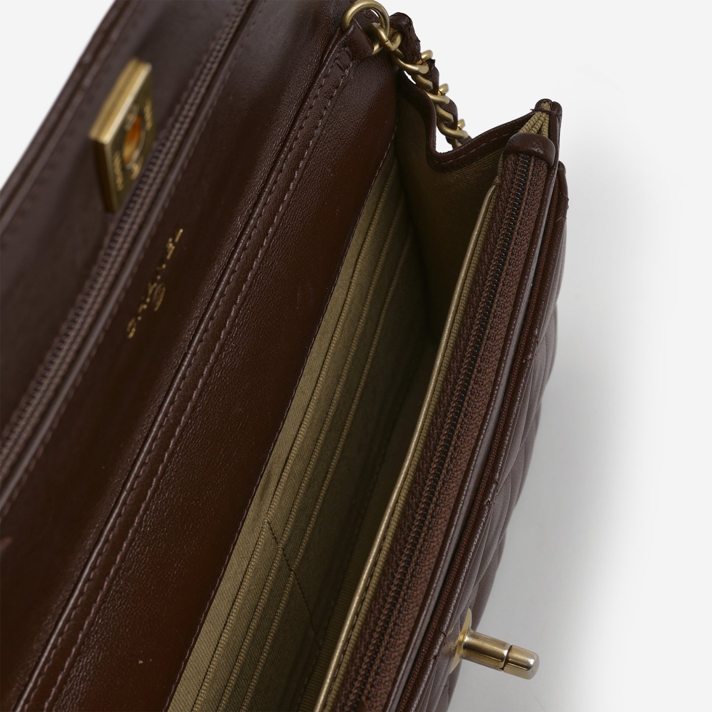 Chanel Pearl Crush Wallet On Chain - Brown Lambskin | Gold Hardware - Bagista