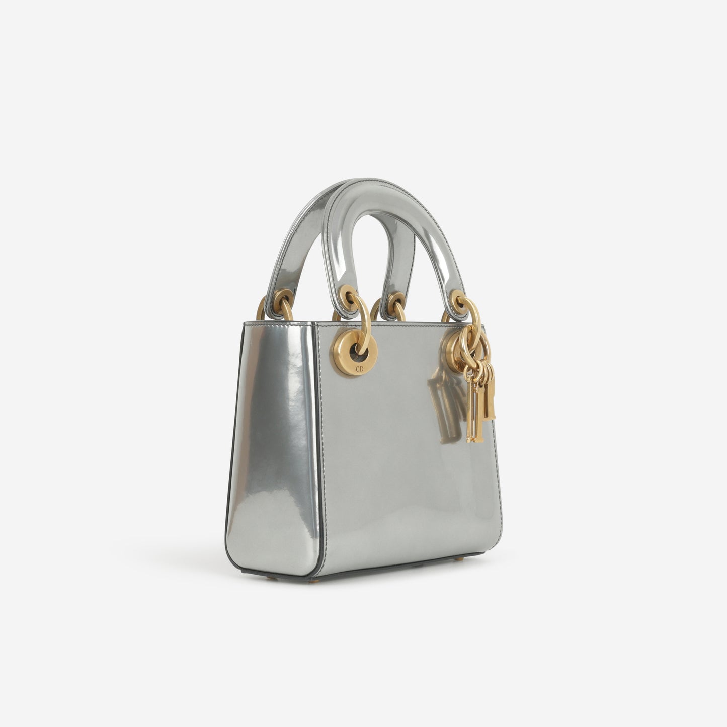 Dior Mini Lady Dior - Silver Glazed Calfskin | Antique Gold Hardware