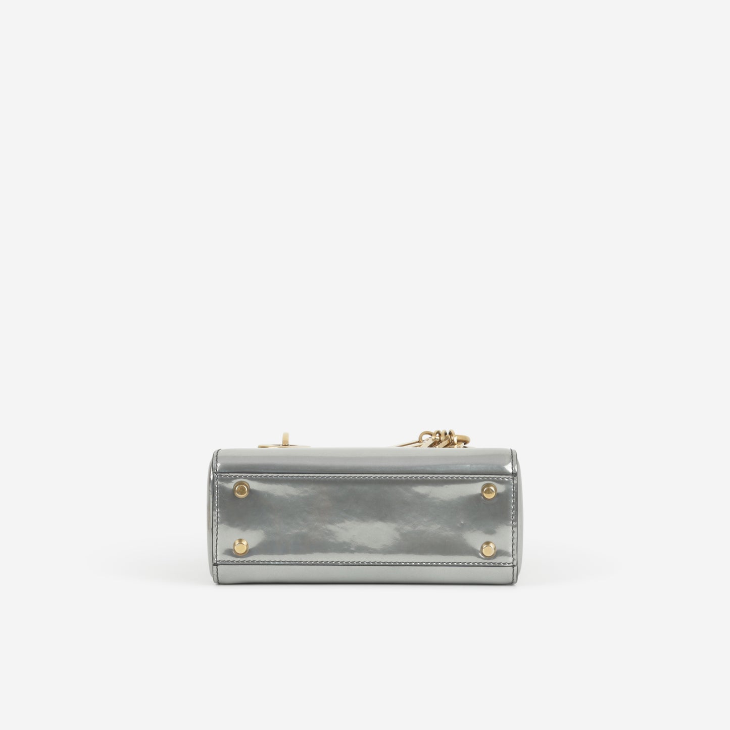 Dior Mini Lady Dior - Silver Glazed Calfskin | Antique Gold Hardware