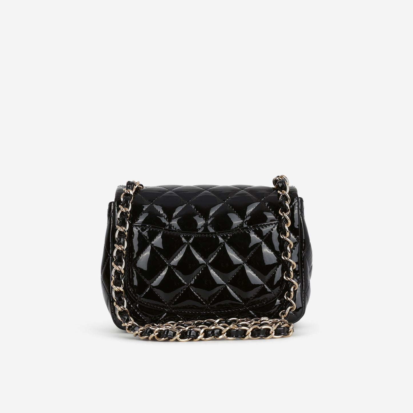 Chanel Classic Mini Flap Square - Black Patent | Champagne Gold Hardware