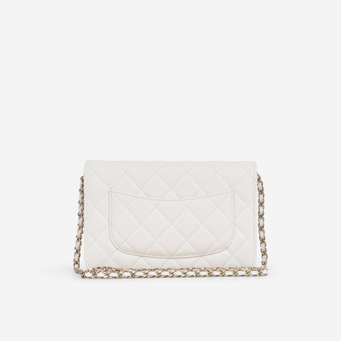 Chanel Wallet On Chain - White Caviar | Champagne Gold Hardware