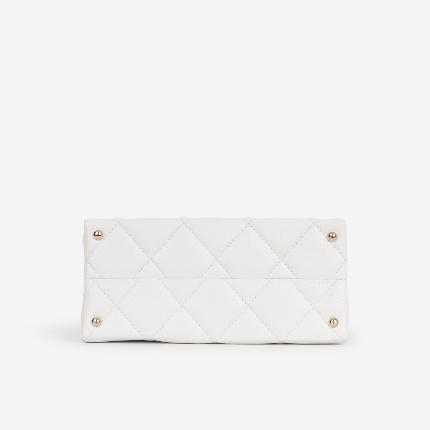 Chanel Retro Twist Top Handle Flap - White Caviar | Champagne Gold Hardware