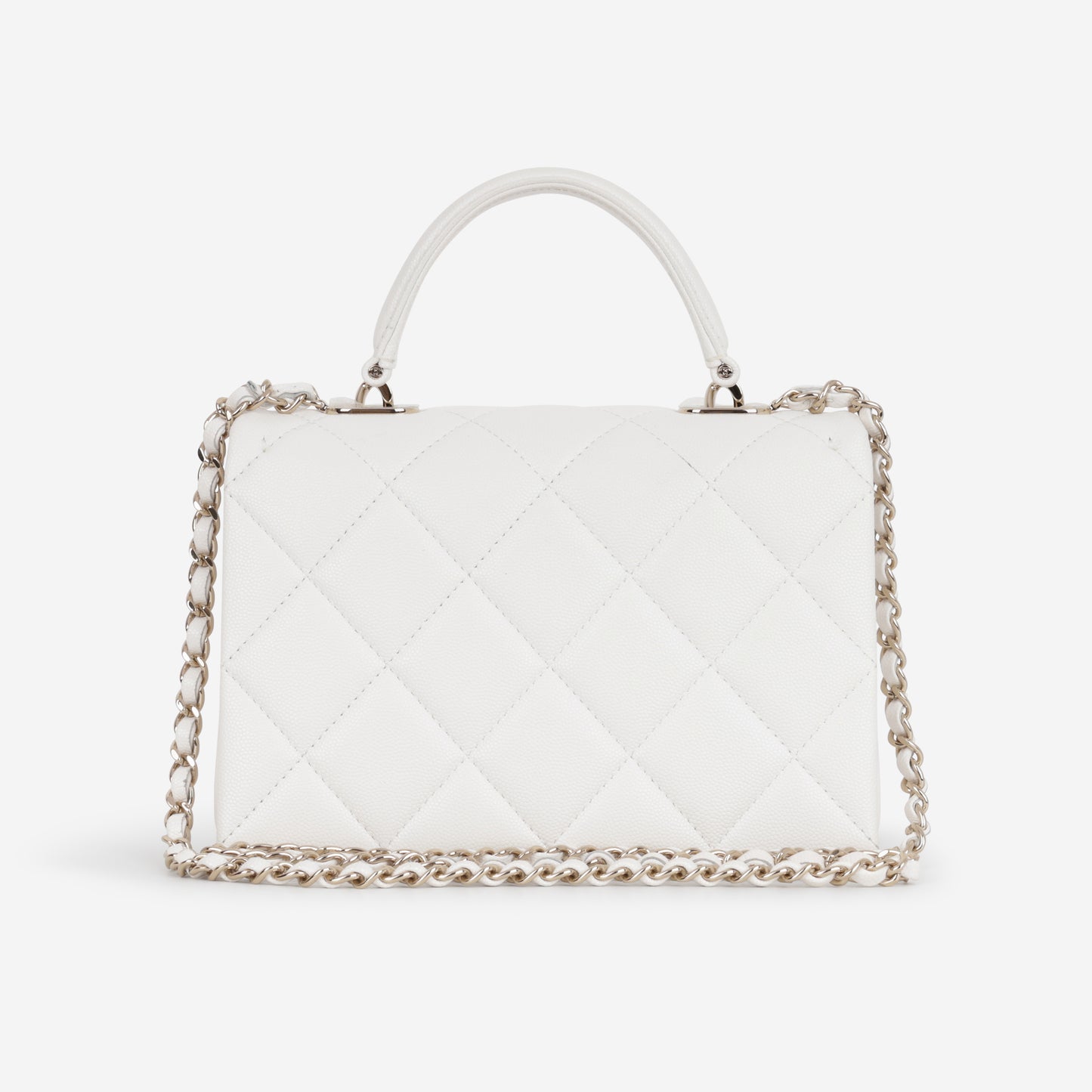 Chanel Retro Twist Top Handle Flap - White Caviar | Champagne Gold Hardware