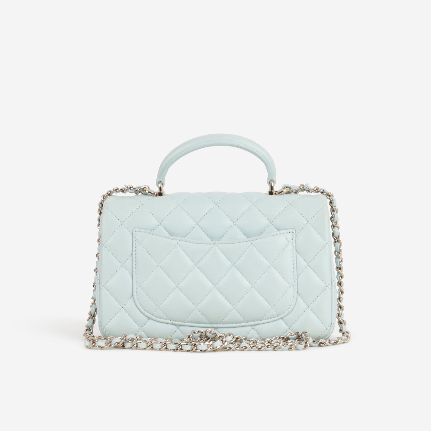 Chanel Mini Rectangular Top Handle - Blue Lambskin | Champagne Gold Hardware - Bagista