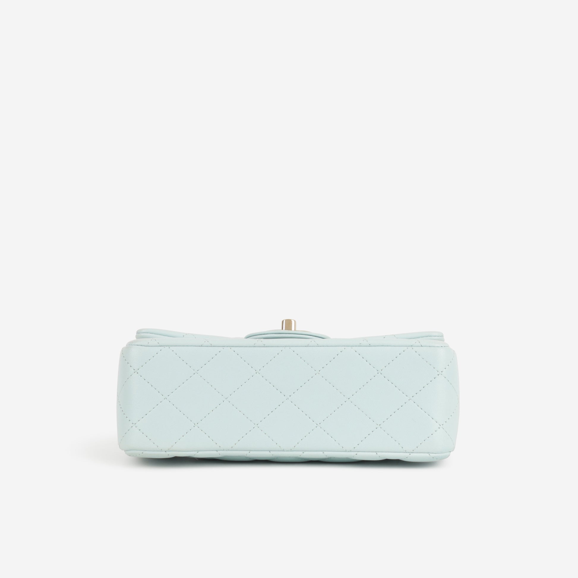 Chanel Mini Rectangular Top Handle - Blue Lambskin | Champagne Gold Hardware - Bagista