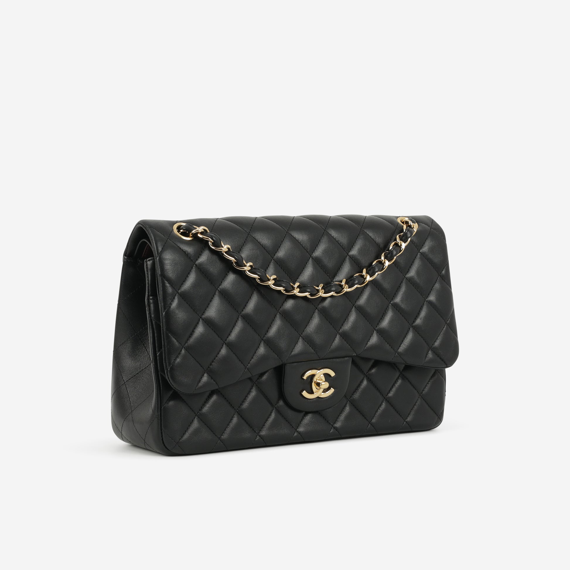 Chanel Jumbo Classic Flap - Black Lambskin | Gold Hardware - Bagista