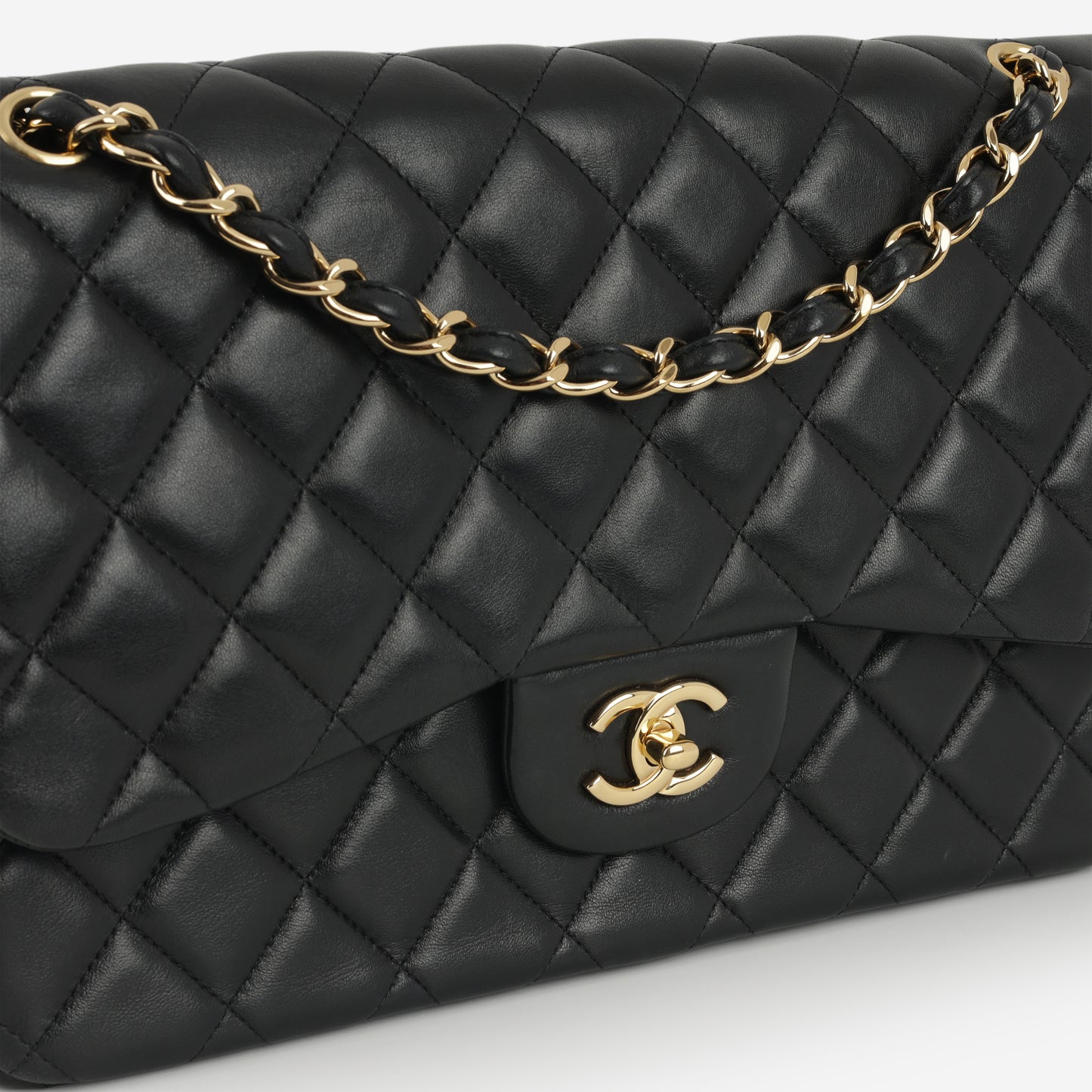 Chanel Jumbo Classic Flap - Black Lambskin | Gold Hardware - Bagista