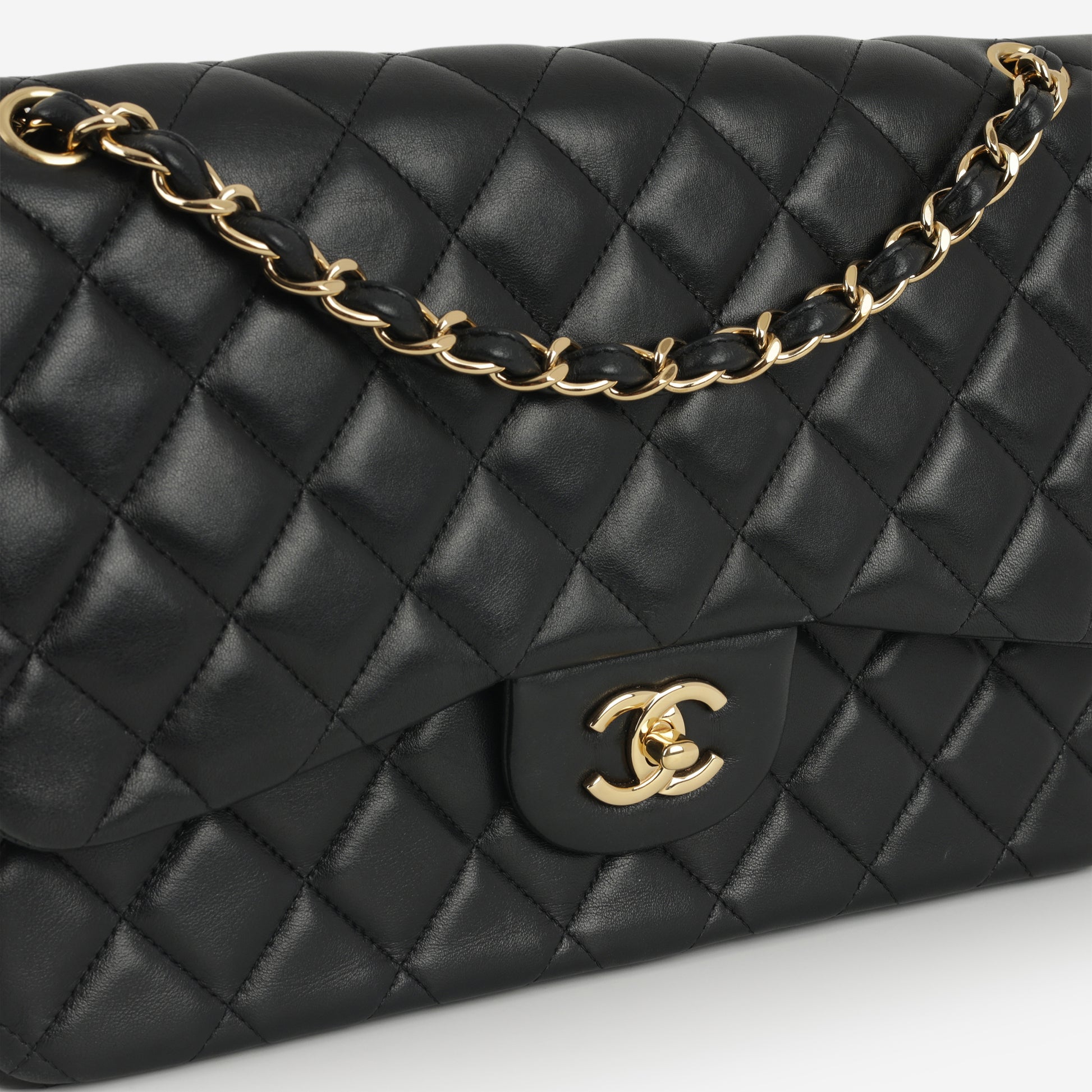 Chanel Jumbo Classic Flap - Black Lambskin | Gold Hardware - Bagista