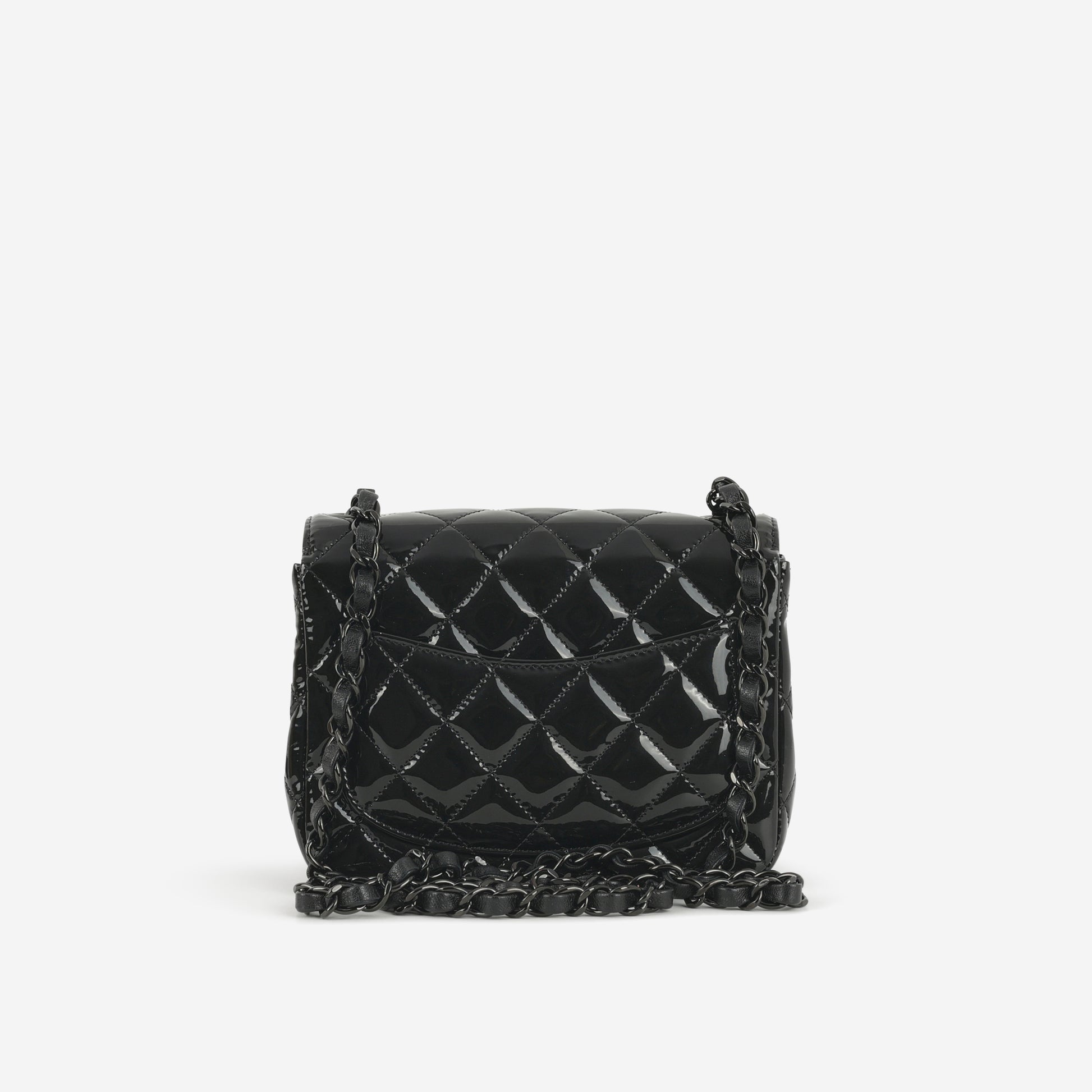 Chanel Mini Flap Square - So Black Patent | Black Hardware - Bagista