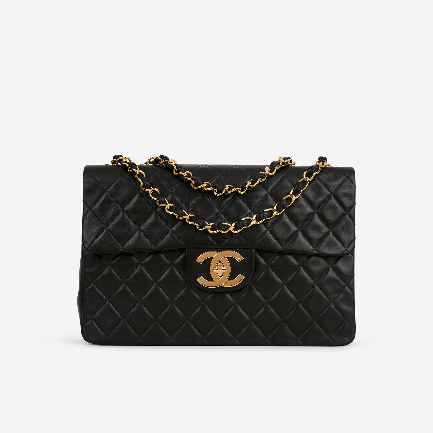Chanel Vintage XL Single Flap - Black Lambskin | Gold Hardware - Bagista