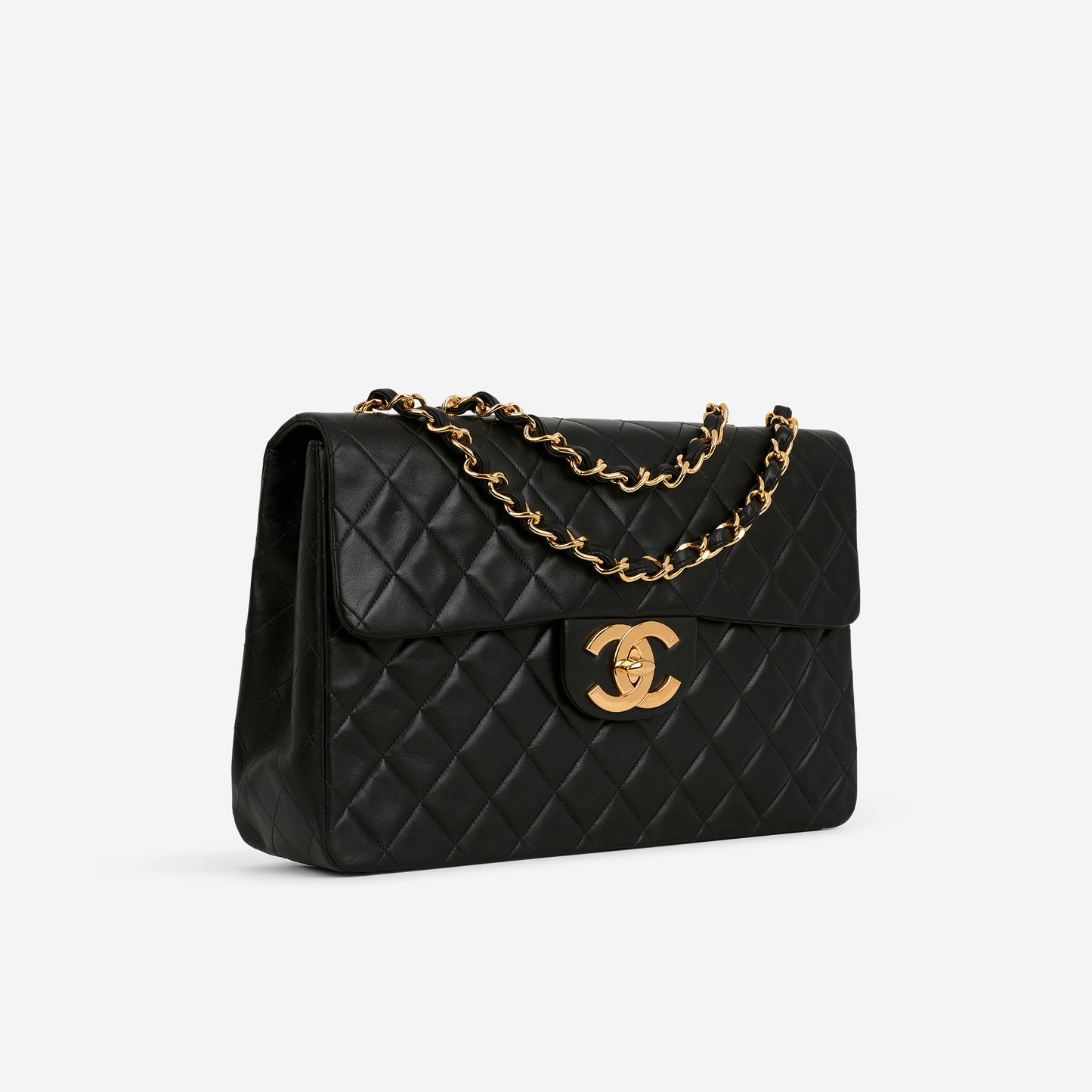 Chanel Vintage XL Single Flap - Black Lambskin | Gold Hardware - Bagista