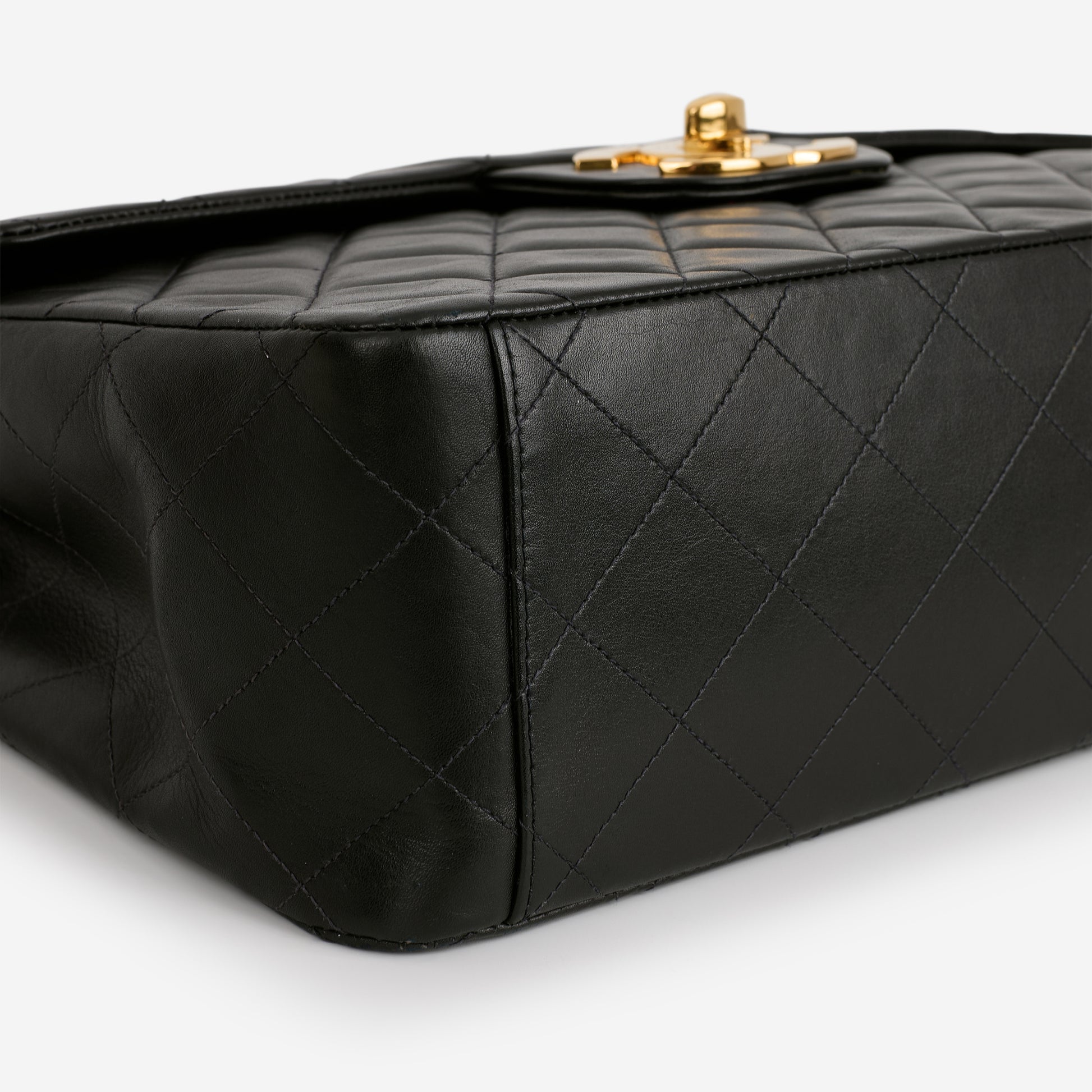 Chanel Vintage XL Single Flap - Black Lambskin | Gold Hardware - Bagista