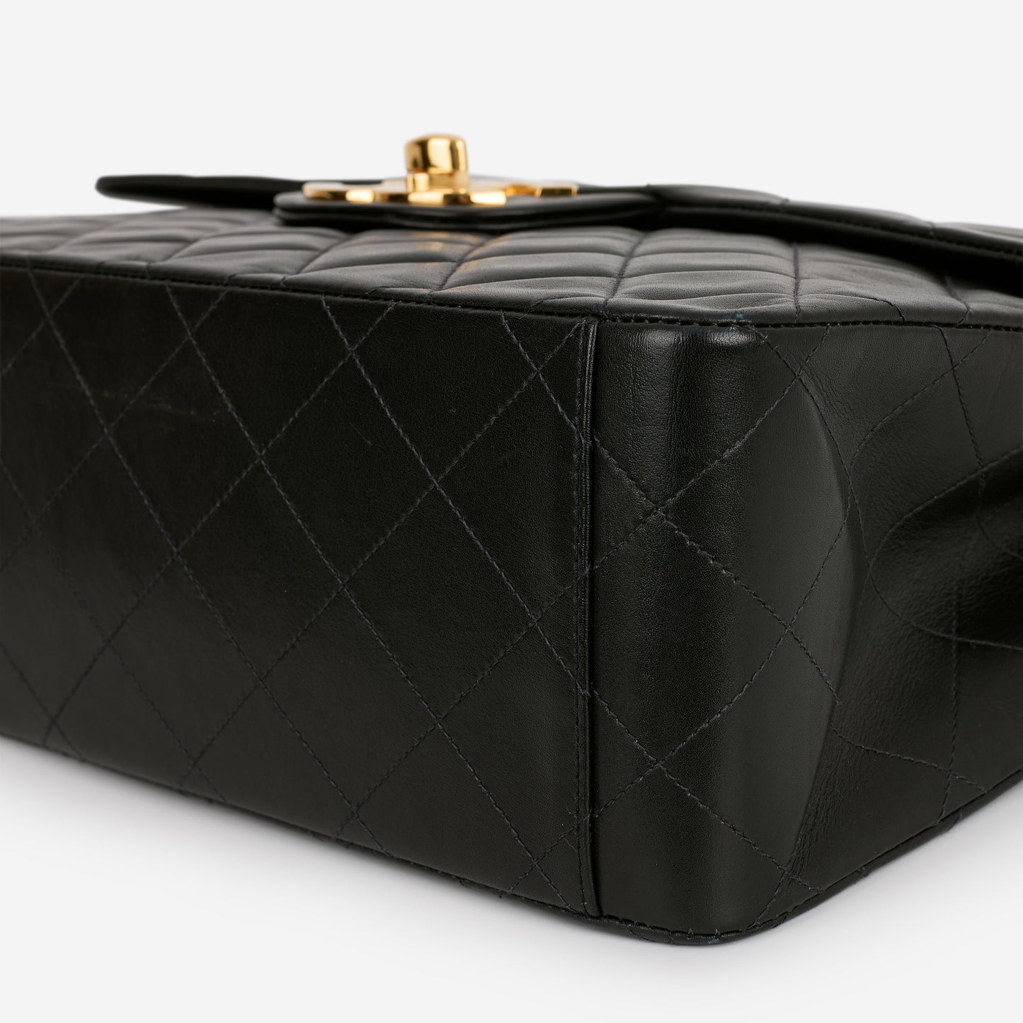 Chanel Vintage XL Single Flap - Black Lambskin | Gold Hardware - Bagista