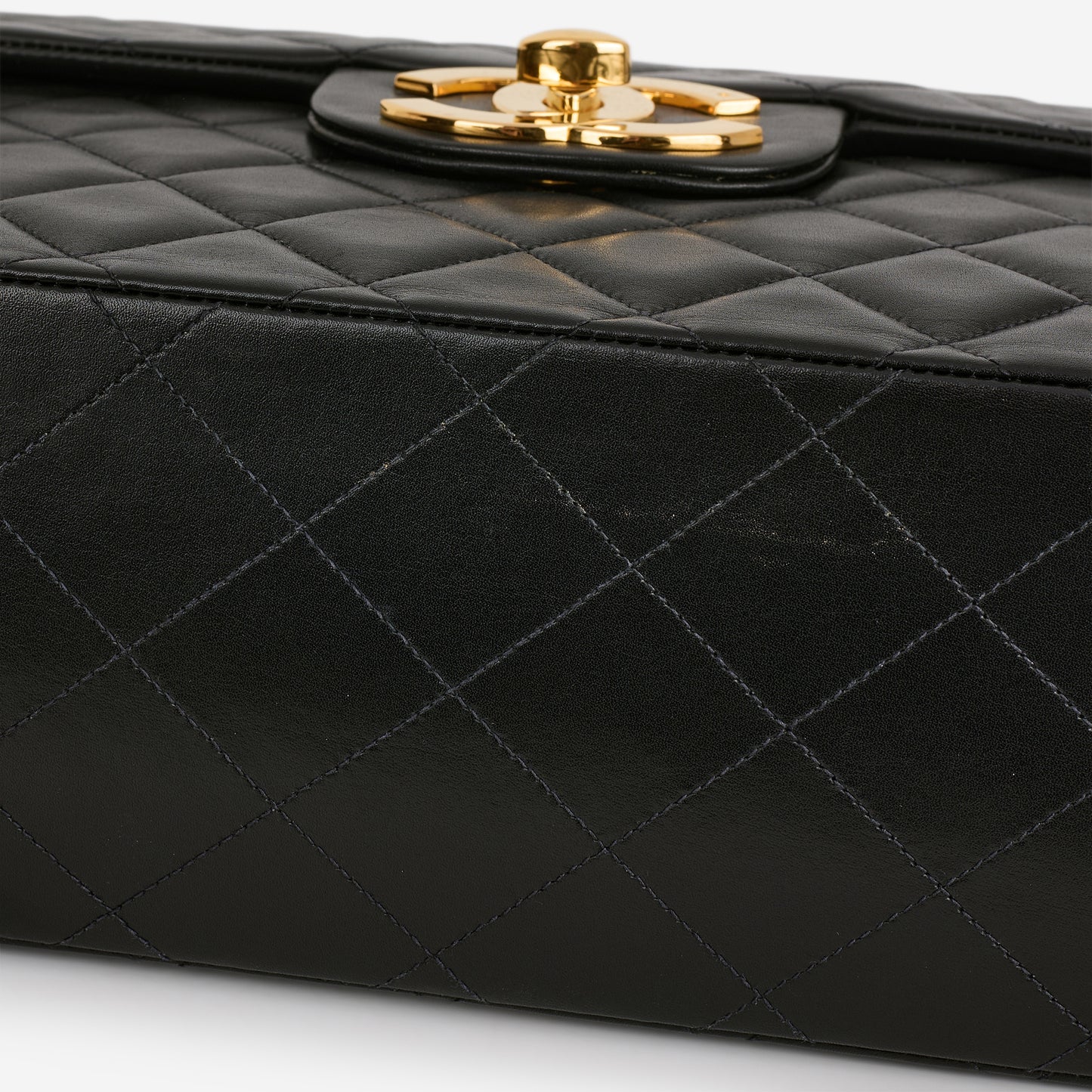 Chanel Vintage XL Single Flap - Black Lambskin | Gold Hardware - Bagista
