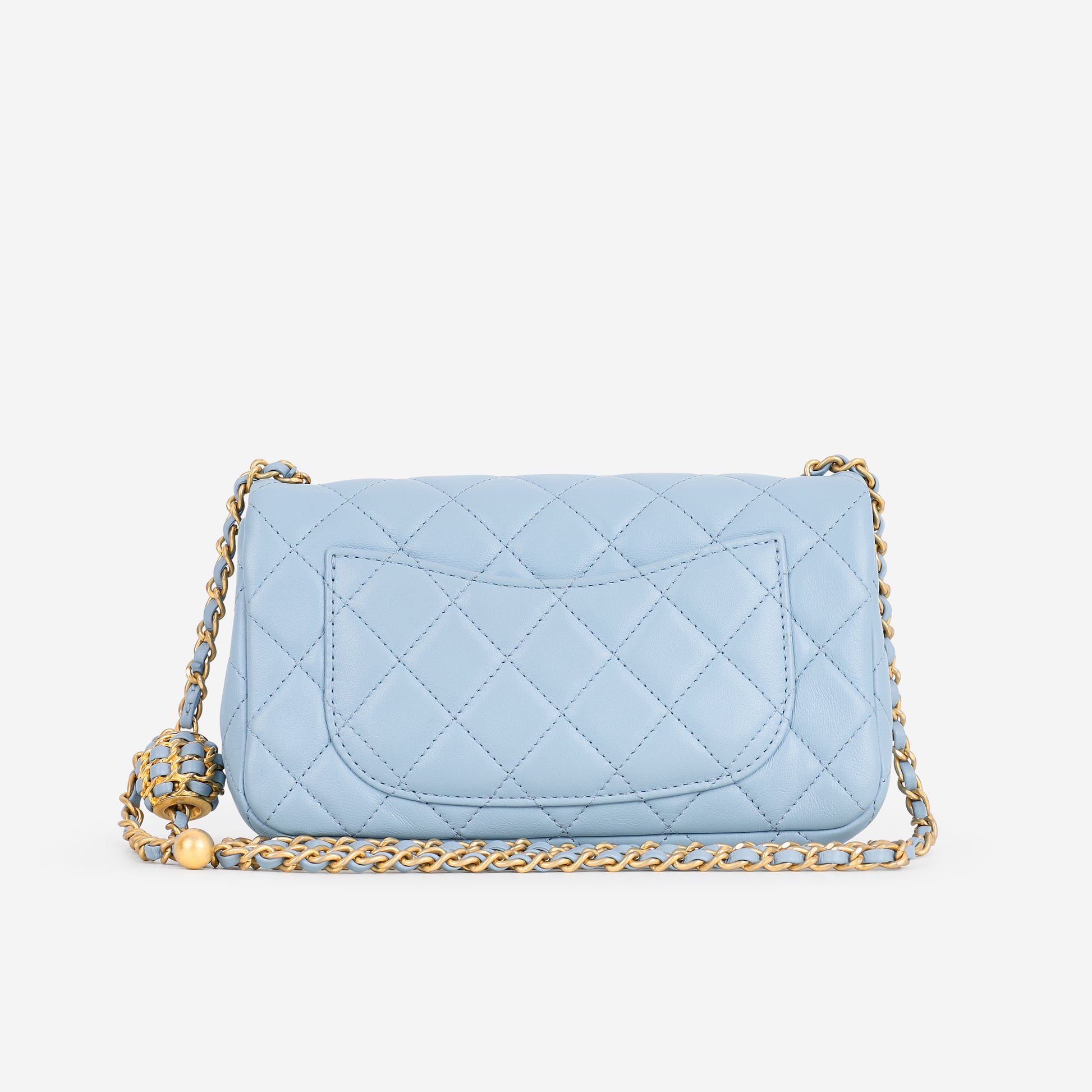 Chanel Mini Rectangular Pearl Crush - Blue Lambskin | Aged Gold Hardware - Bagista
