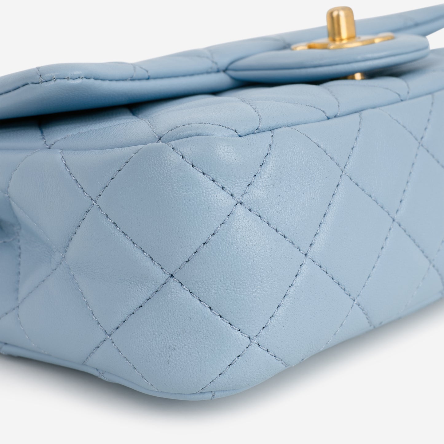 Chanel Mini Rectangular Pearl Crush - Blue Lambskin | Aged Gold Hardware - Bagista