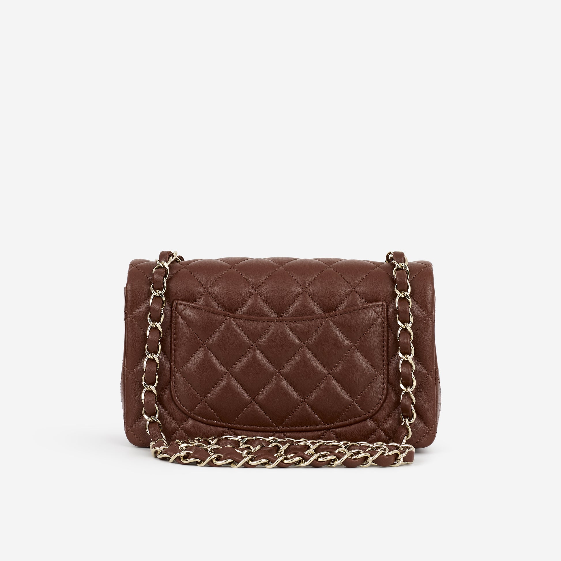 Chanel Mini Flap Rectangular - Brown Lambskin | Champagne Gold Hardware - Bagista