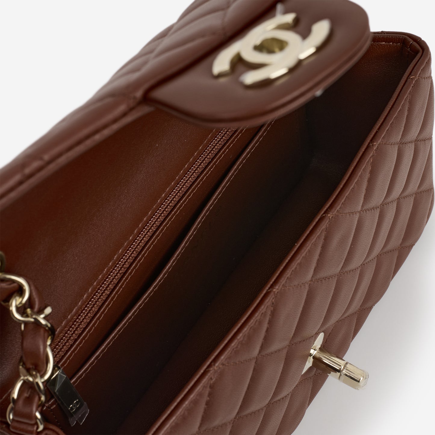 Chanel Mini Flap Rectangular - Brown Lambskin | Champagne Gold Hardware - Bagista