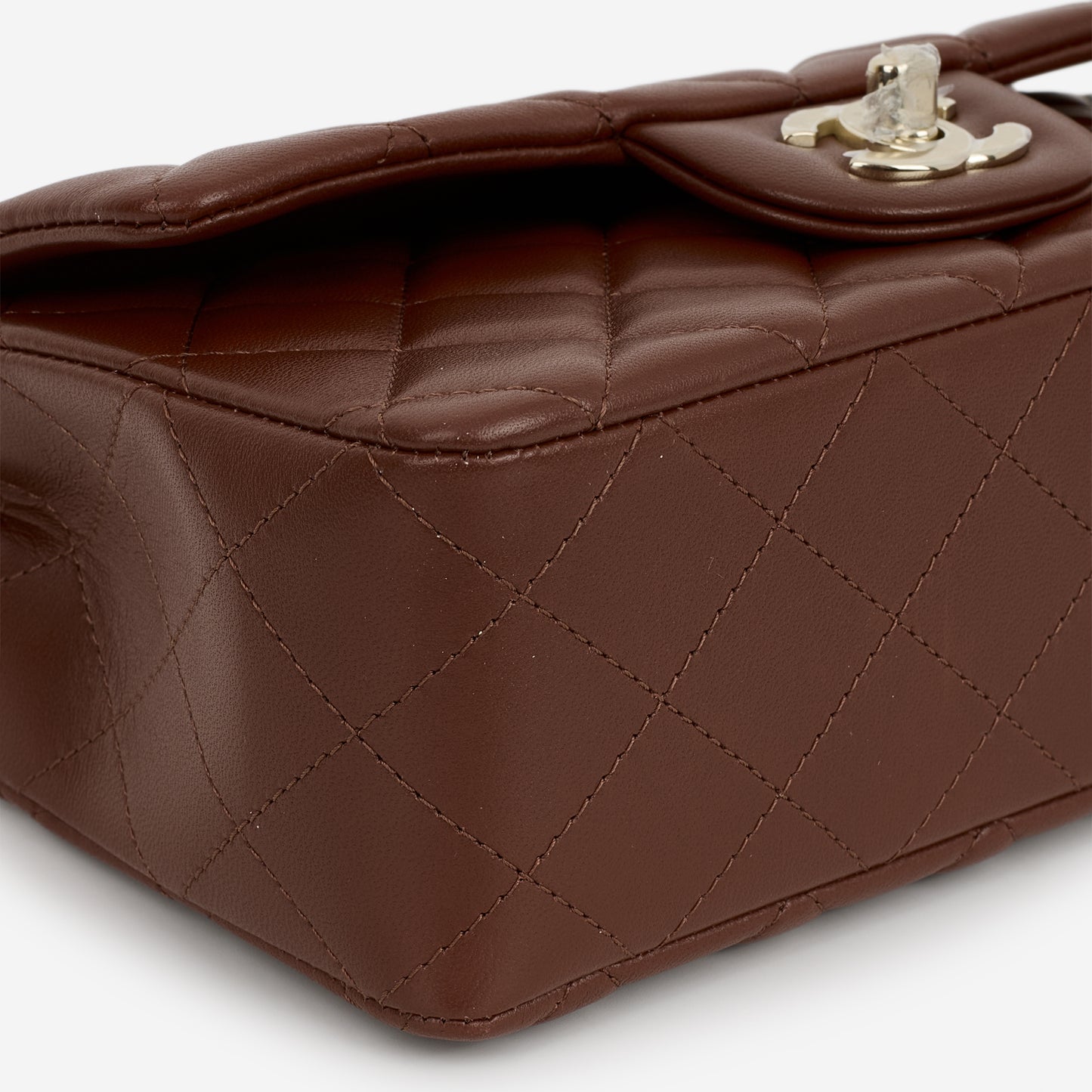 Chanel Mini Flap Rectangular - Brown Lambskin | Champagne Gold Hardware - Bagista