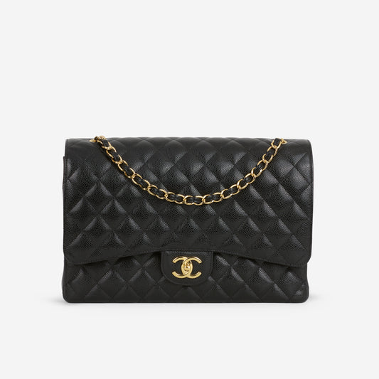 Chanel Maxi Classic Double Flap - Black Caviar | Gold Hardware - Bagista