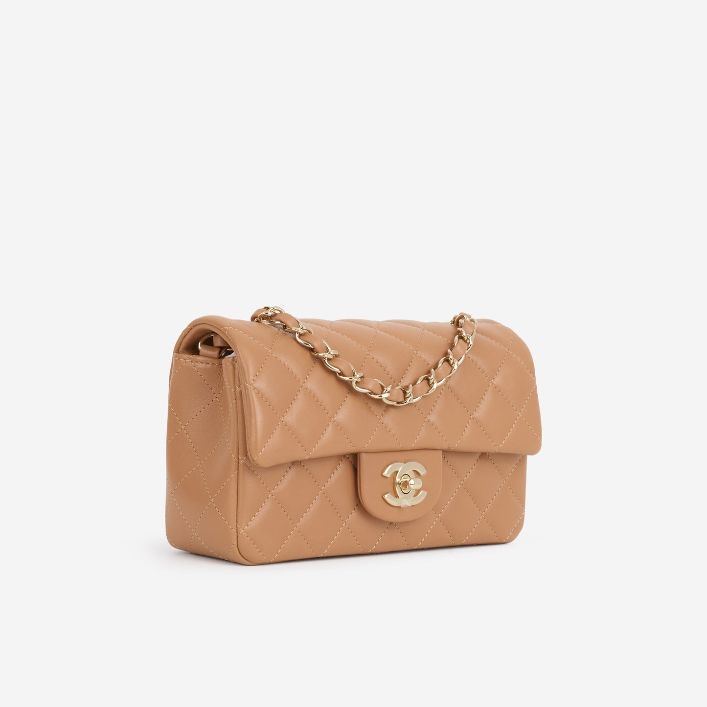 Chanel Mini Flap Rectangular - Caramel Lambskin | Champagne Gold Hardware - Bagista