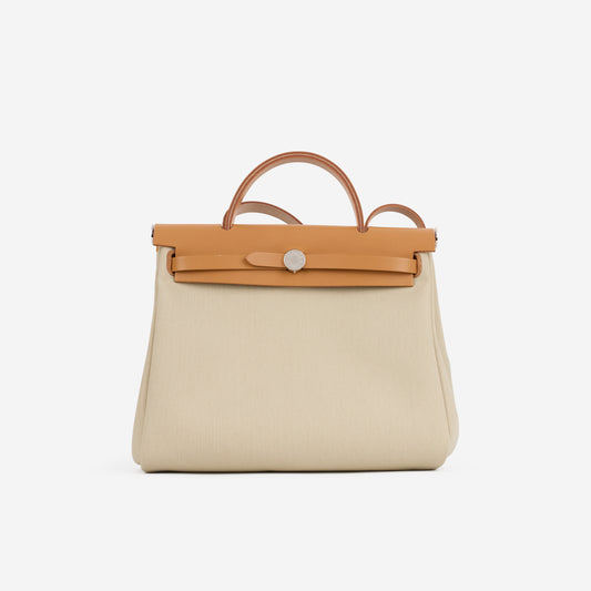 Hermès Herbag 31 - Beton Canvas / Naturel Sable Hunter | Palladium Hardware - Bagista