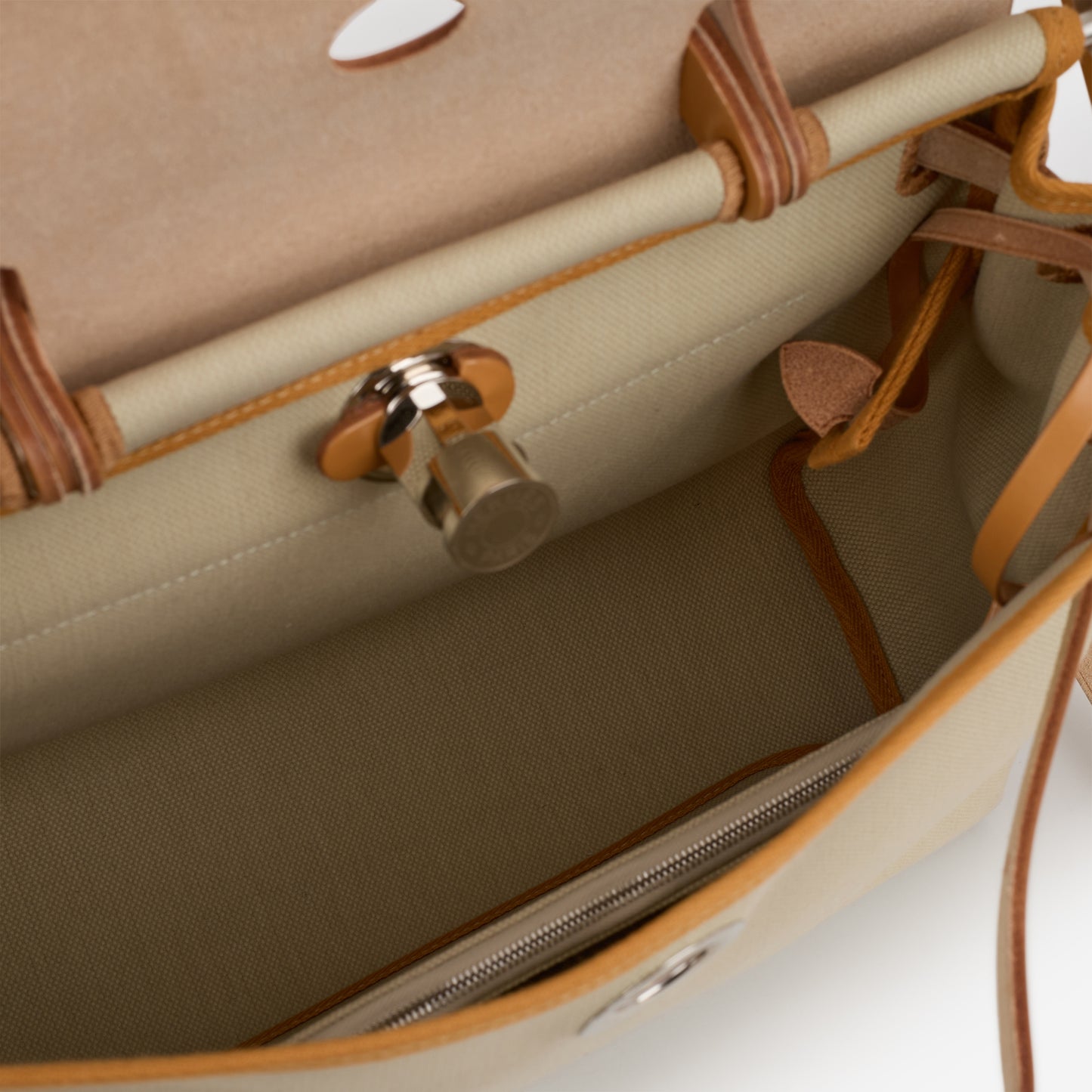 Hermès Herbag 31 - Beton Canvas / Naturel Sable Hunter | Palladium Hardware - Bagista