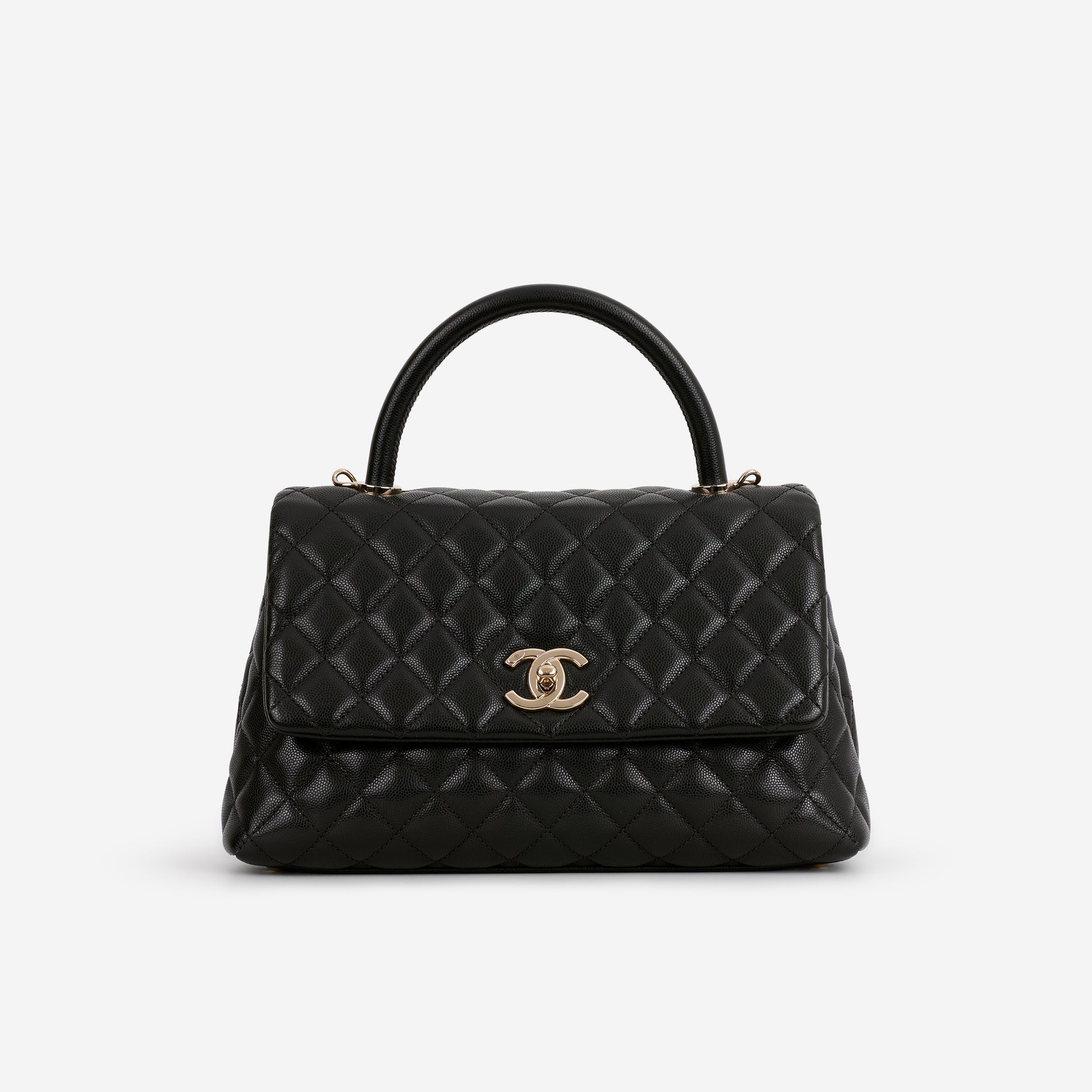 Chanel Medium Coco Handle - Black Caviar | Champagne Gold Hardware - Bagista