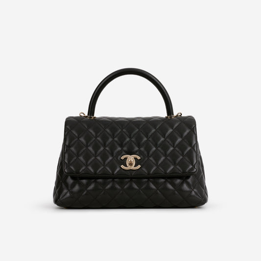 Chanel Medium Coco Handle - Black Caviar | Champagne Gold Hardware - Bagista