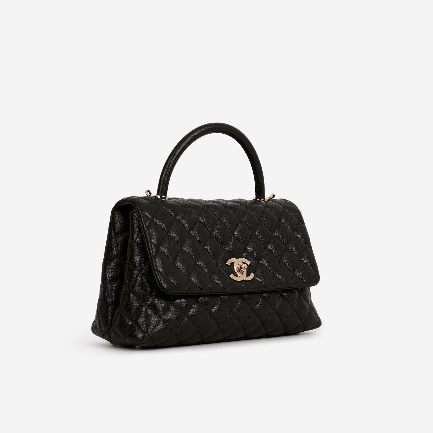 Chanel Medium Coco Handle - Black Caviar | Champagne Gold Hardware - Bagista