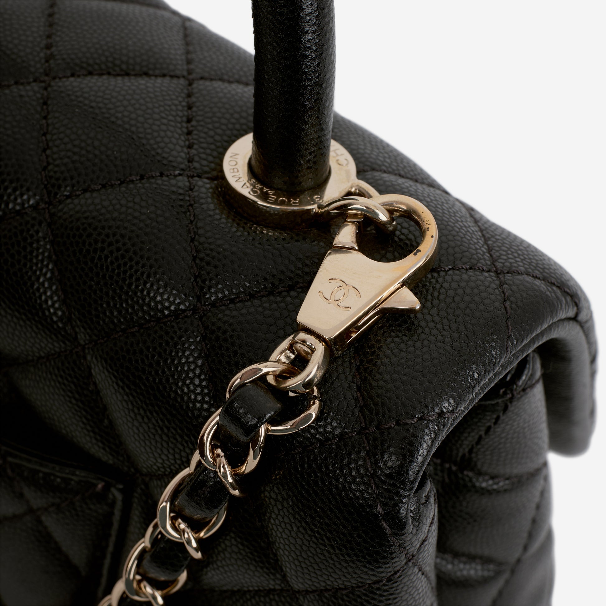 Chanel Medium Coco Handle - Black Caviar | Champagne Gold Hardware - Bagista