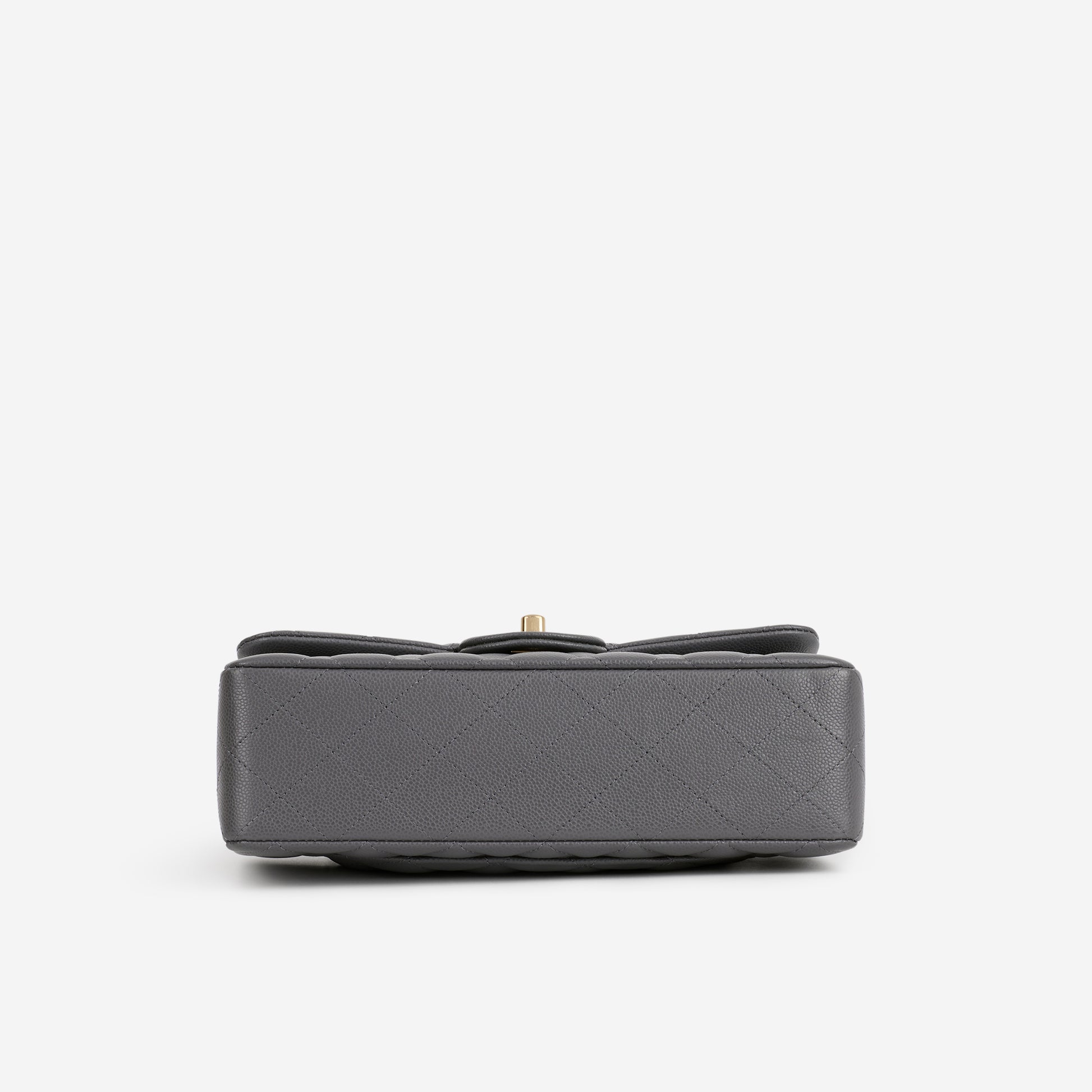 Chanel Small Classic Flap - Dark Grey Caviar | Champagne Gold Hardware - Bagista
