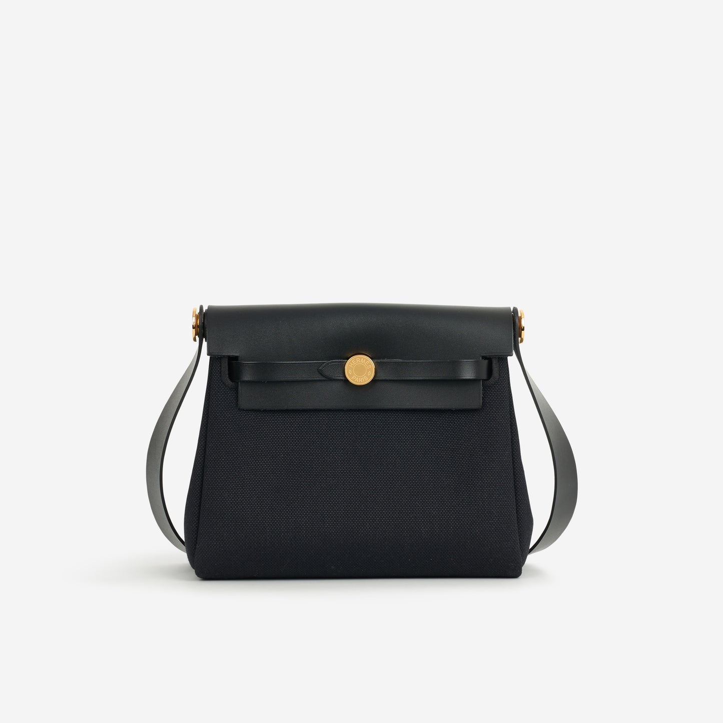 Hermès Mini Herbag 20 - Black Canvas / Hunter | Gold Hardware