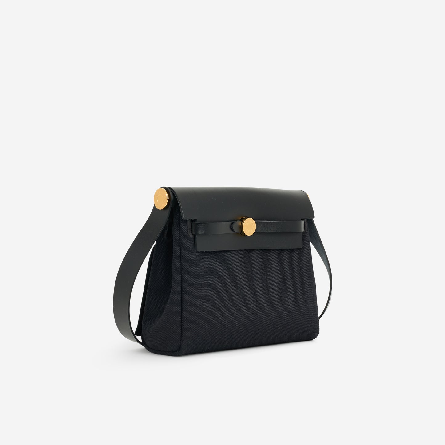 Hermès Mini Herbag 20 - Black Canvas / Hunter | Gold Hardware