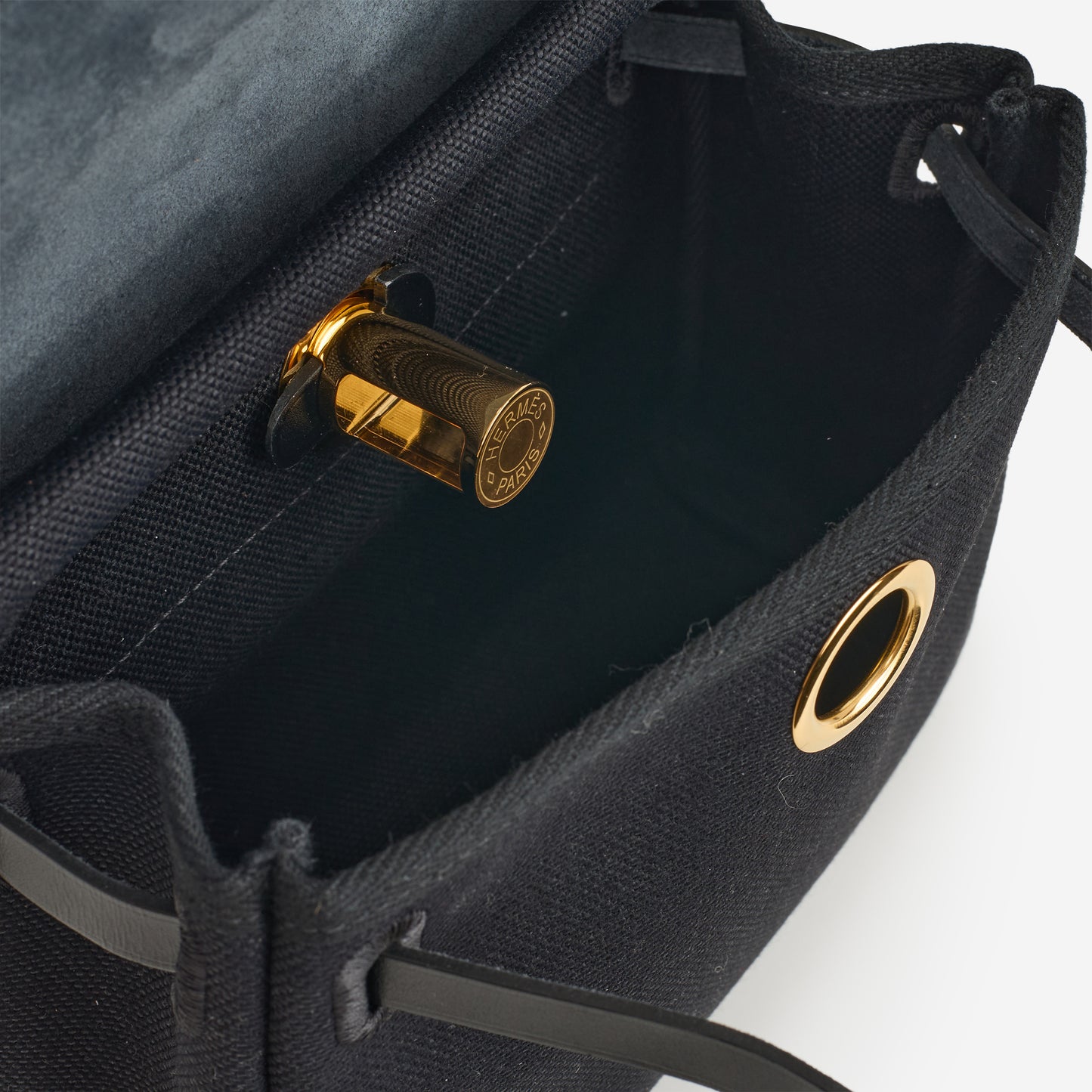 Hermès Mini Herbag 20 - Black Canvas / Hunter | Gold Hardware