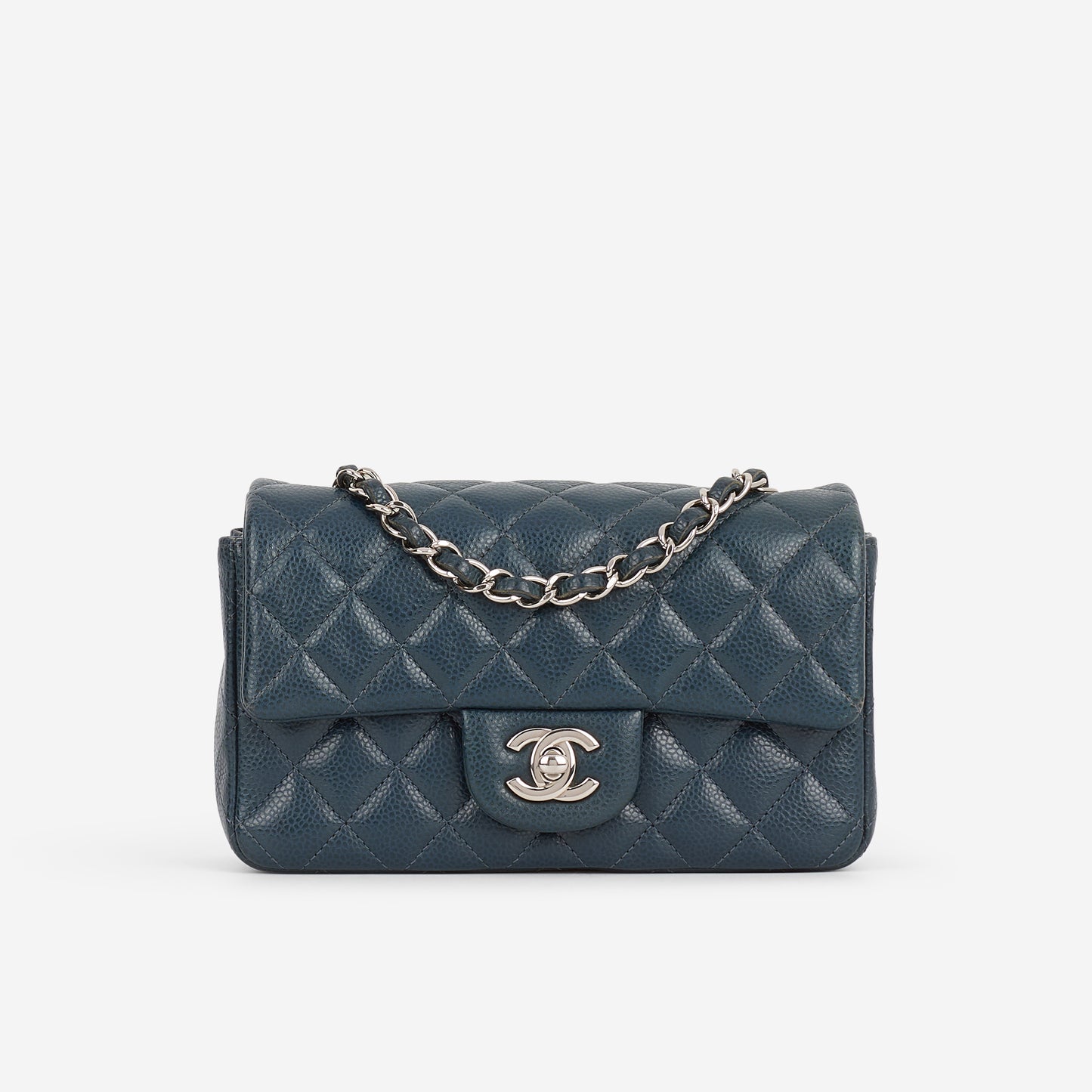 Chanel Mini Rectangular - Dark Teal Caviar | Silver Hardware