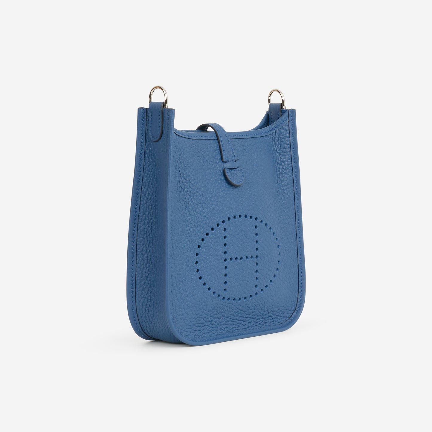 Hermès Mini Evelyne 16 - Bleu Tie Clemence / Contrasting Strap | Palladium Hardware
