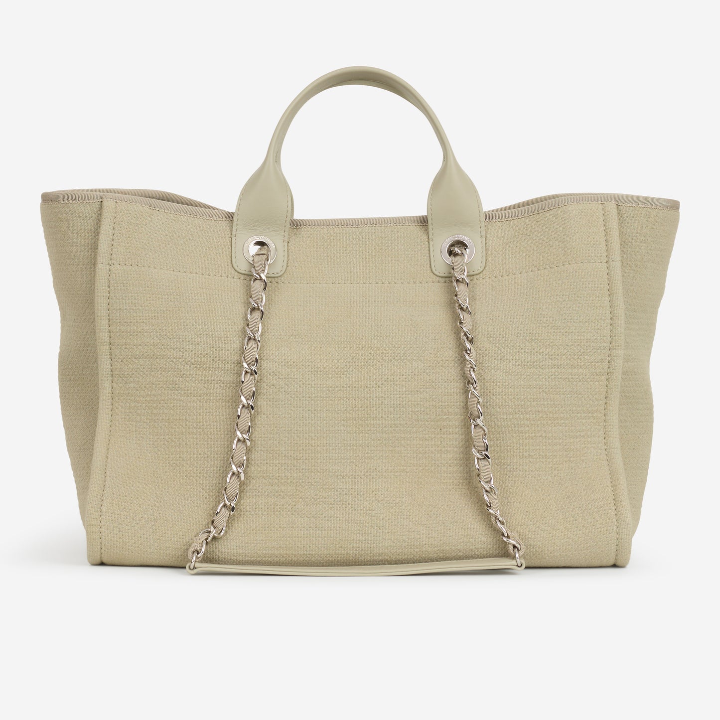 Chanel Deauville - Large Light Grey Canvas | Silver Hardware - Bagista