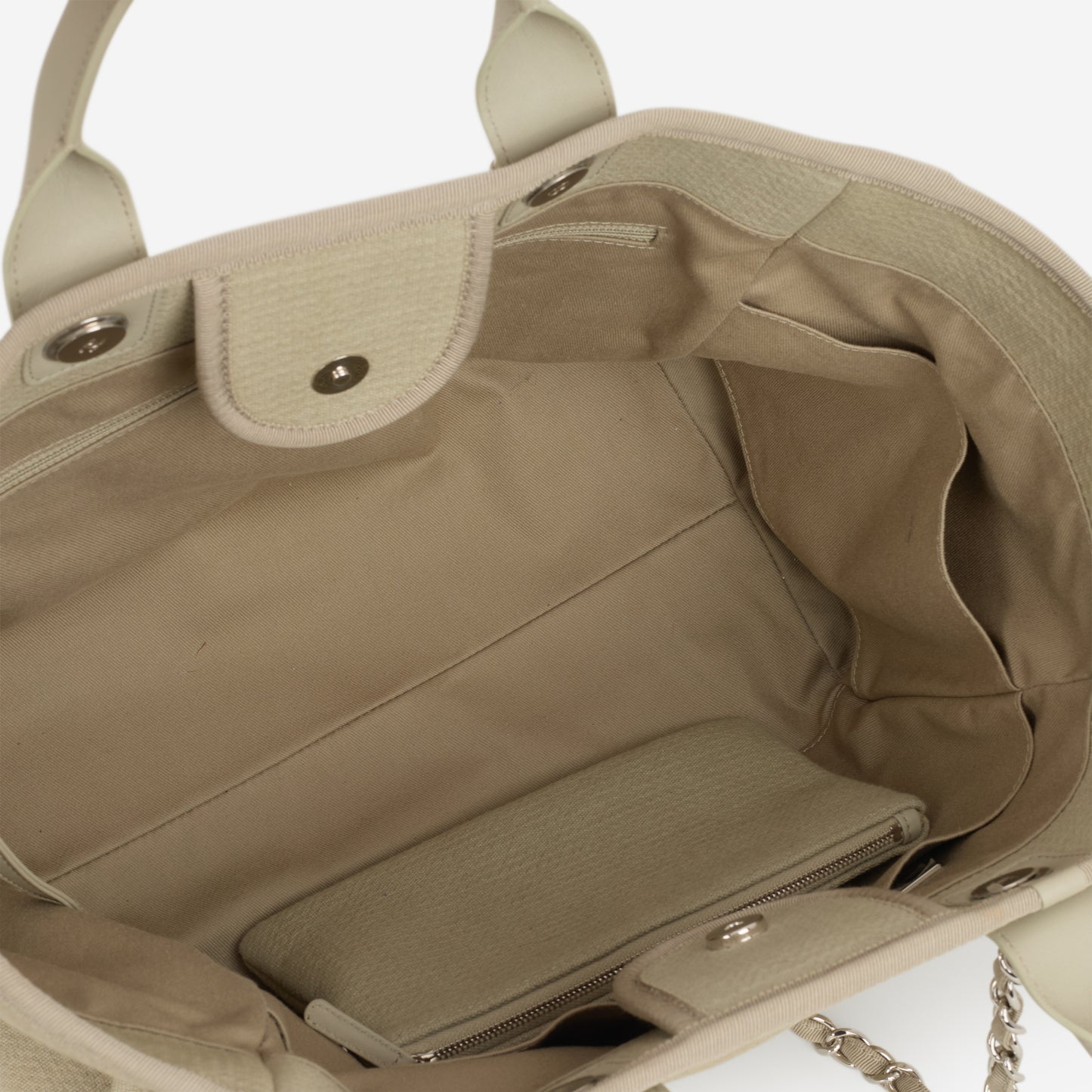 Chanel Deauville - Large Light Grey Canvas | Silver Hardware - Bagista