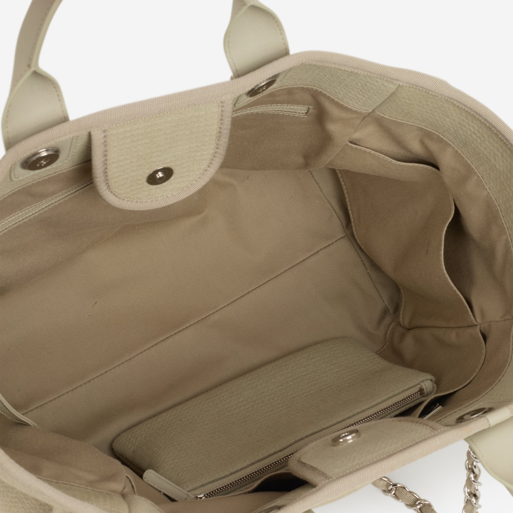 Chanel Deauville - Large Light Grey Canvas | Silver Hardware - Bagista